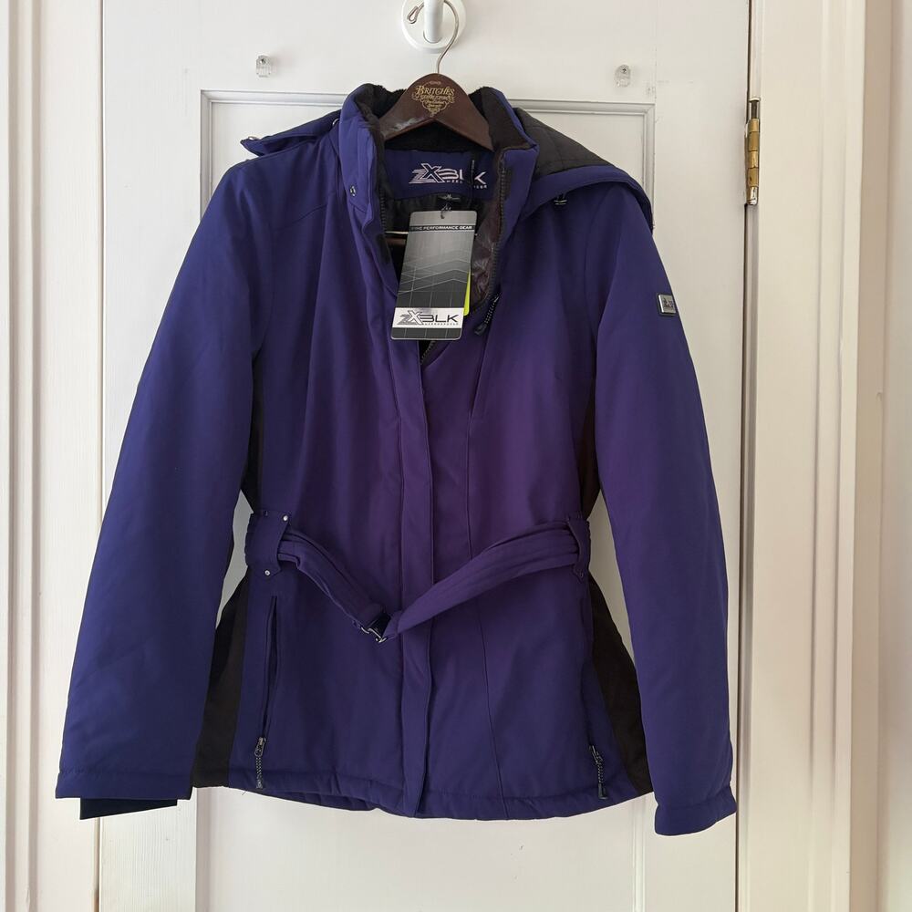 ZeroXposur Coat Size Medium Purple Hooded. NWT Belted - Picture 2 of 13